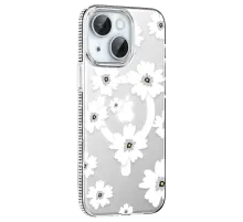 Apple iPhone 14 Floral Magsafe Kapak - Beyaz
