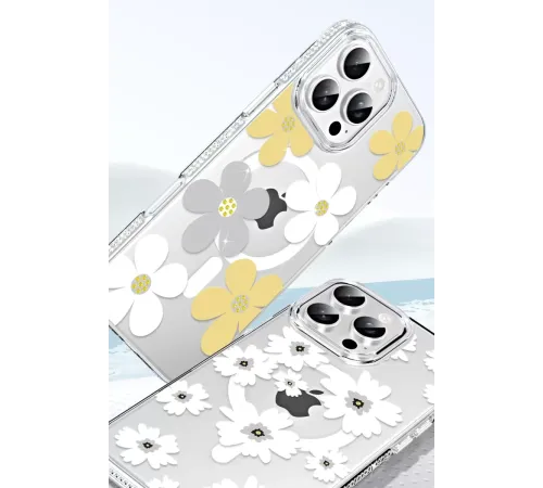 Apple iPhone 14 Floral Magsafe Kapak - Turuncu