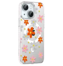 Apple iPhone 14 Floral Magsafe Kapak - Turuncu