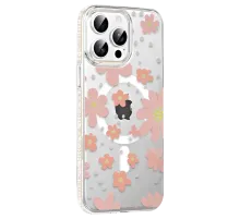 Apple iPhone 14 Pro Max Floral Magsafe Kapak - Pembe