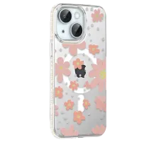 Apple iPhone 15 Floral Magsafe Kapak - Pembe