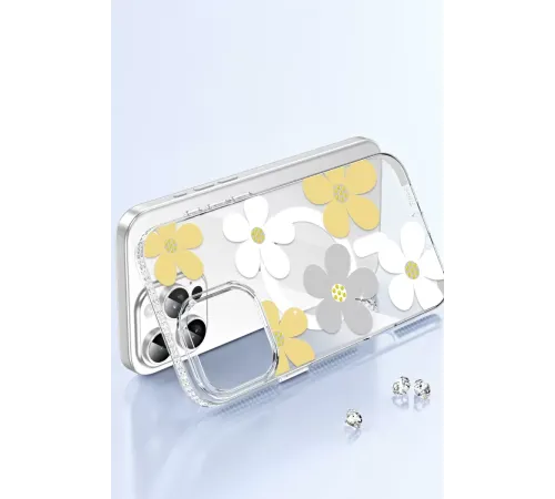 Apple iPhone 15 Floral Magsafe Kapak - Sarı