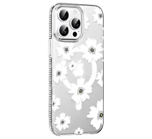 Apple iPhone 15 Pro Floral Magsafe Kapak - Beyaz