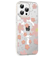 Apple iPhone 15 Pro Max Floral Magsafe Kapak - Pembe