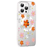 Apple iPhone 15 Pro Max Floral Magsafe Kapak - Turuncu