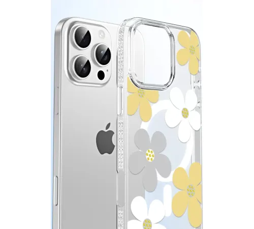 Apple iPhone 16 Floral Magsafe Kapak - Pembe
