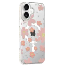 Apple iPhone 16 Floral Magsafe Kapak - Pembe