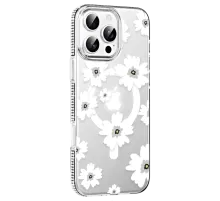 Apple iPhone 16 Pro Max Floral Magsafe Kapak - Beyaz