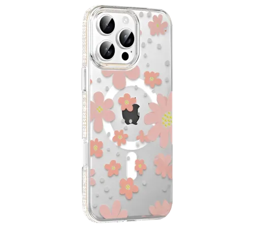 Apple iPhone 16 Pro Max Floral Magsafe Kapak - Pembe