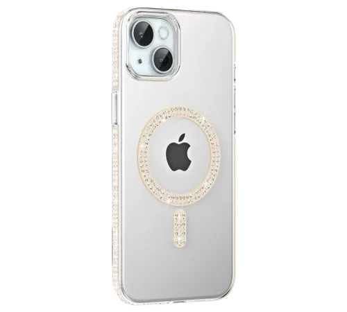 Apple iPhone 14 Move Taşlı Magsafe Kapak - Pembe