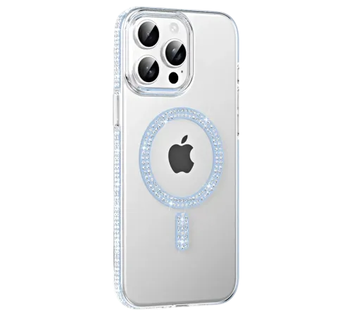 Apple iPhone 14 Pro Max Move Taşlı Magsafe Kapak - Mavi