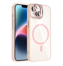 Apple iPhone 14 Remim Lensli Magsafe Standlı Kapak - Pembe