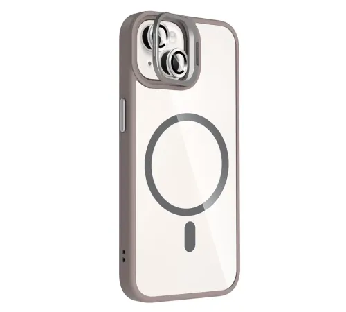 Apple iPhone 14 Remim Lensli Magsafe Standlı Kapak - Titan Gri