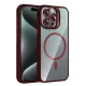 Apple iPhone 14 Pro Max Remim Lensli Magsafe Standlı Kapak - Bordo