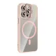 Apple iPhone 14 Pro Max Remim Lensli Magsafe Standlı Kapak - Pembe