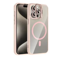 Apple iPhone 14 Pro Max Remim Lensli Magsafe Standlı Kapak - Pembe