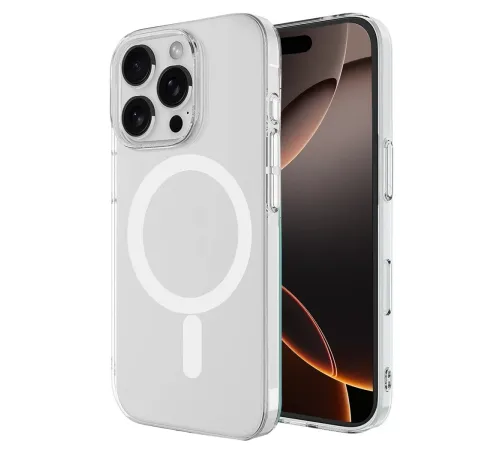 Apple iPhone 16 Pro Kılıf Magneticsafe Şeffaf Silikon - Şeffaf