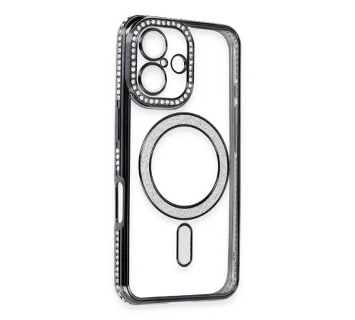 Apple iPhone 16 Kılıf Joke Simli Magneticsafe Kılıf - Siyah