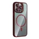 Apple iPhone 15 Pro Max Remim Lensli Magsafe Standlı Kapak - Bordo