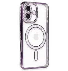 Apple iPhone 16 Kılıf Joke Simli Magneticsafe Kılıf - Derin Mor