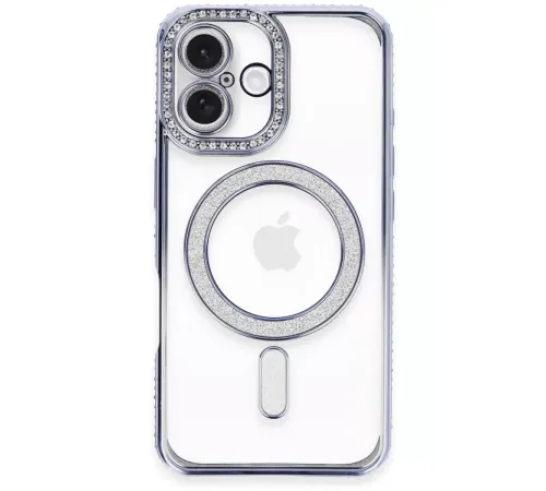 Apple iPhone 16 Kılıf Joke Simli Magneticsafe Kılıf - Mavi