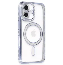 Apple iPhone 16 Kılıf Joke Simli Magneticsafe Kılıf - Mavi