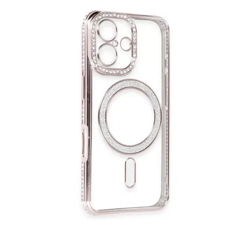 Apple iPhone 16 Kılıf Joke Simli Magneticsafe Kılıf - Pembe