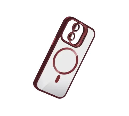 Apple iPhone 11 Remim Lensli Magsafe Standlı Kapak - Bordo
