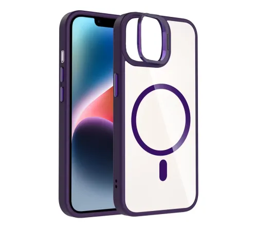 Apple iPhone 11 Remim Lensli Magsafe Standlı Kapak - Derin Mor