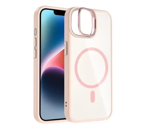 Apple iPhone 11 Remim Lensli Magsafe Standlı Kapak - Pembe