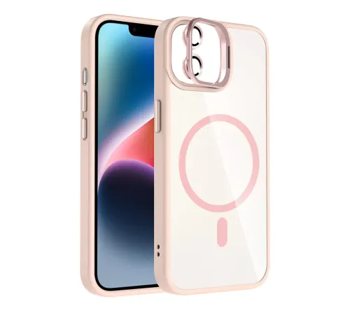 Apple iPhone 11 Remim Lensli Magsafe Standlı Kapak - Pembe