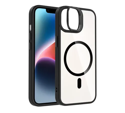 Apple iPhone 11 Remim Lensli Magsafe Standlı Kapak - Siyah