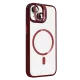 Apple iPhone 13 Remim Lensli Magsafe Standlı Kapak - Bordo