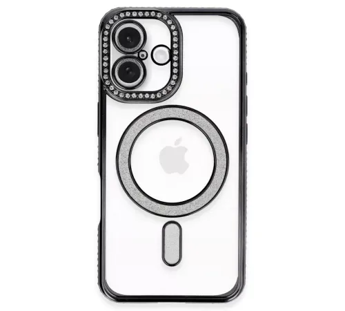 Apple iPhone 16 Plus Kılıf Joke Simli Magneticsafe Kılıf - Siyah