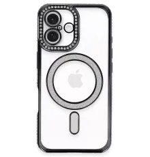 Apple iPhone 16 Plus Kılıf Joke Simli Magneticsafe Kılıf - Siyah