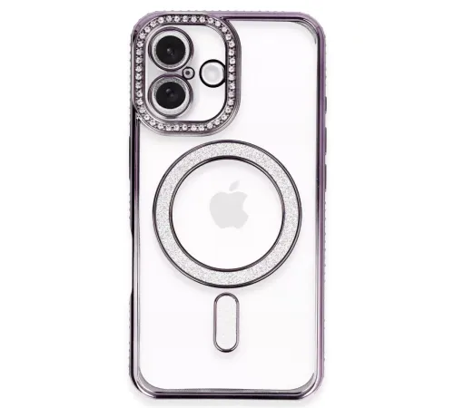 Apple iPhone 16 Plus Kılıf Joke Simli Magneticsafe Kılıf - Derin Mor