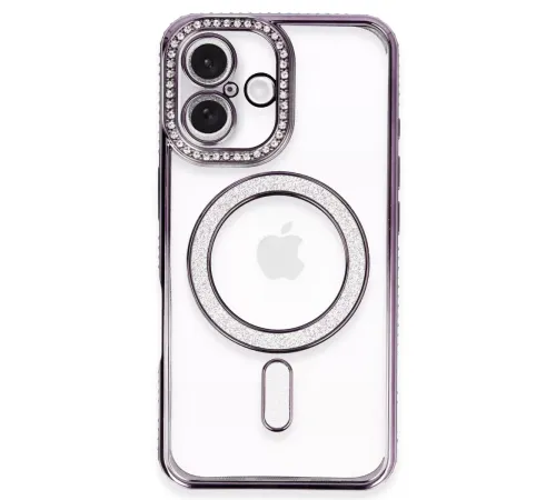 Apple iPhone 16 Plus Kılıf Joke Simli Magneticsafe Kılıf - Derin Mor