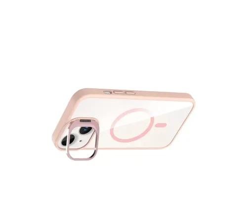 Apple iPhone 13 Remim Lensli Magsafe Standlı Kapak - Pembe