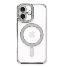 Apple iPhone 16 Plus Kılıf Joke Simli Magneticsafe Kılıf - Gümüş