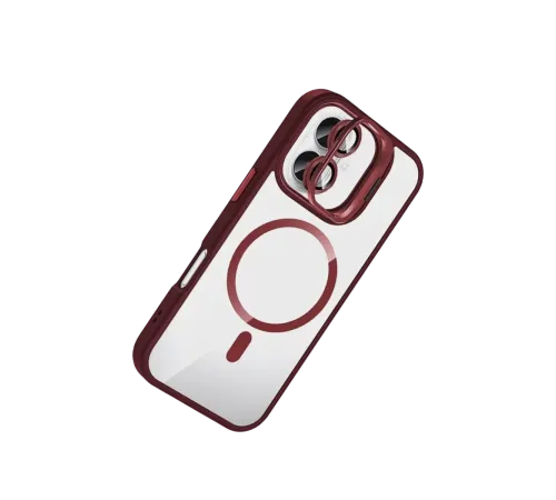 Apple iPhone 16 Remim Lensli Magsafe Standlı Kapak - Bordo