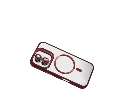 Apple iPhone 16 Remim Lensli Magsafe Standlı Kapak - Bordo