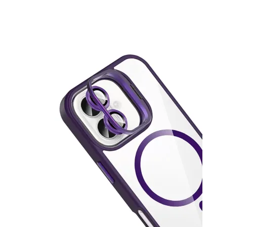 Apple iPhone 16 Remim Lensli Magsafe Standlı Kapak - Derin Mor
