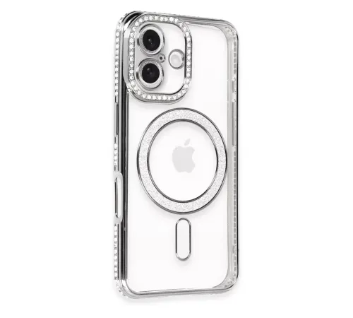 Apple iPhone 16 Plus Kılıf Joke Simli Magneticsafe Kılıf - Gri