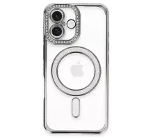 Apple iPhone 16 Plus Kılıf Joke Simli Magneticsafe Kılıf - Gri