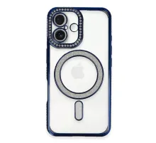Apple iPhone 16 Plus Kılıf Joke Simli Magneticsafe Kılıf - Lacivert