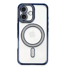 Apple iPhone 16 Plus Kılıf Joke Simli Magneticsafe Kılıf - Lacivert