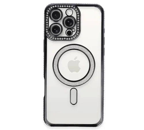 Apple iPhone 16 Pro Kılıf Joke Simli Magneticsafe Kılıf - Siyah