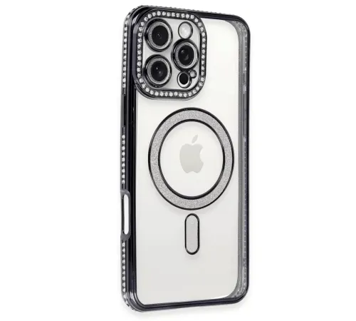 Apple iPhone 16 Pro Kılıf Joke Simli Magneticsafe Kılıf - Siyah