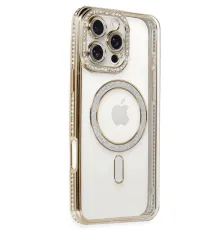 Apple iPhone 16 Pro Kılıf Joke Simli Magneticsafe Kılıf - Gold