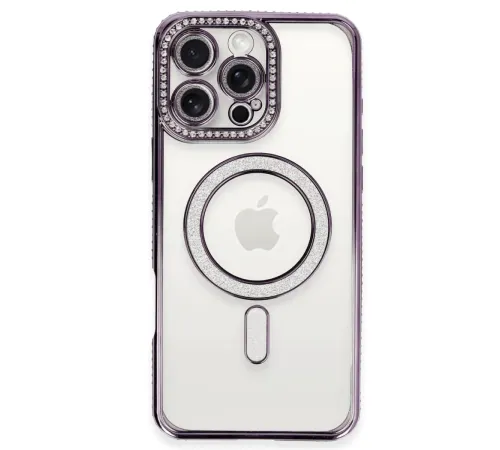 Apple iPhone 16 Pro Kılıf Joke Simli Magneticsafe Kılıf - Derin Mor